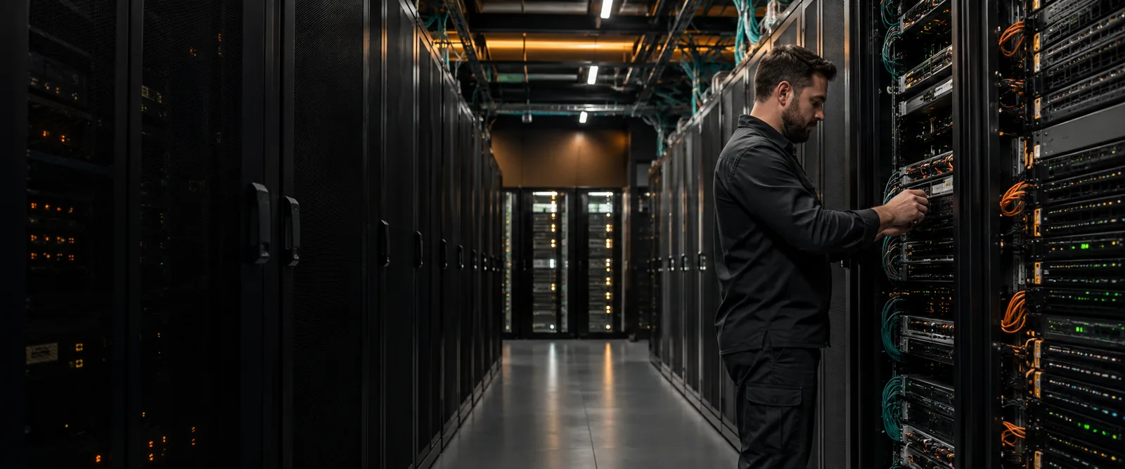 Systems engineer configuring a high-performance VPS server